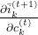 \frac{\partial \bar{i}_{k}^{(t+1)}}{\partial c_{k}^{(t)}}