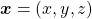 \boldsymbol{x} = (x, y, z)