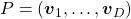 P = (\boldsymbol{v}_{1}, \dots, \boldsymbol{v}_{D})