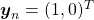 \boldsymbol{y}_n = (1, 0)^T