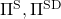 \Pi ^{\text{S}}, \Pi ^{\text{SD}}