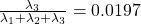 \frac{\lambda_3}{\lambda_1 + \lambda_2 + \lambda_3}=0.0197