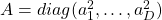 A=diag(a_1^2, \dots, a_D^2)