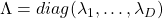 \Lambda = diag(\lambda_{1}, \dots , \lambda_{D})