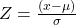Rendered by QuickLaTeX.com Z = \frac{(x - \mu)}{\sigma}