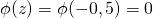 \phi(z) = \phi(-0,5) = 0